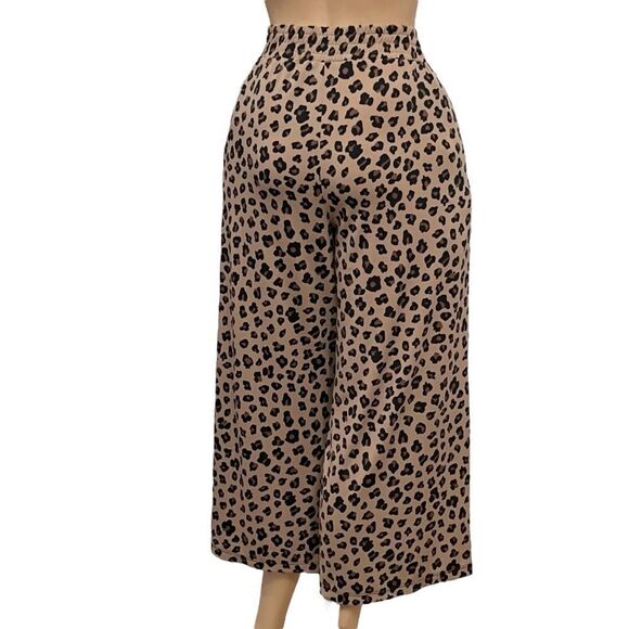IMAN Leopard Animal Print Pants Crop Palazzo Wide Leg Pull On Sz XLP NWOT - Picture 4 of 13